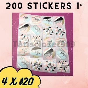 200 thank you stickers small 1” round 8 designs